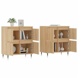 Berkfield Home Sideboards 2 pcs Sonoma Oak Engineered Wood in Light Brown - thumbnail 3