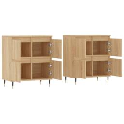 Berkfield Home Sideboards 2 pcs Sonoma Oak Engineered Wood in Light Brown - thumbnail 4