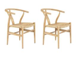 Vente-unique Set Of 2 Teak & Wicker Chairs - Natural - POGIANA in Light Oak - thumbnail 4