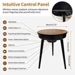 Kelvenix Round Side Table Walnut & Black in Brown - Size: 0.6m2 - thumbnail 2