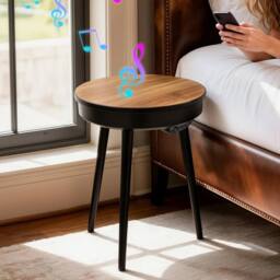 Kelvenix Round Side Table Walnut & Black in Brown - Size: 0.6m2 - thumbnail 4