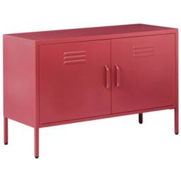 Wyld and Coco Red Steel 2-Door Industrial Sideboard for Home Office Storage - thumbnail 2