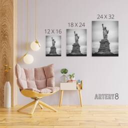 "Artery8 Statue Of Liberty USA New York Canvas Wall Art Print in Grey - Size: W18"" x H24""" - thumbnail 4