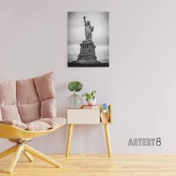 "Artery8 Statue Of Liberty USA New York Canvas Wall Art Print in Grey - Size: W18"" x H24""" - thumbnail 3