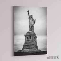 "Artery8 Statue Of Liberty USA New York Canvas Wall Art Print in Grey - Size: W18"" x H24""" - thumbnail 2