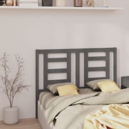 Berkfield Home Bed Headboard Grey 126x4x100 cm Solid Wood Pine - Size: 126 x 4 x 100 cm - thumbnail 4