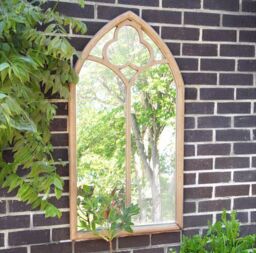 Primrose Wooden Gothic Glass Garden Mirror 3ft 7in x 2ft in Silver