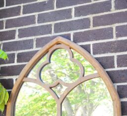 Primrose Wooden Gothic Glass Garden Mirror 3ft 7in x 2ft in Silver - thumbnail 4