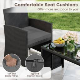 Costway 4PCS Patio Rattan Conversation Set Wicker Furniture Set W/Cushions in Grey - thumbnail 7