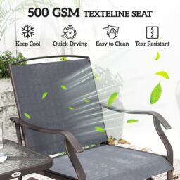 OUTSUNNY 3 PCS Outdoor Sling Fabric Rocking Glider Chair w/ Table Set in Grey - thumbnail 5