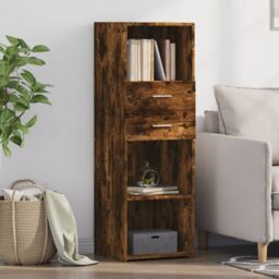 Berkfield Home Highboard Smoked Oak 40x42.5x124 cm Engineered Wood in Brown - thumbnail 1