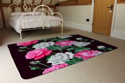 Benjamin Tate Design Pattern Of Pink & White Flowers Designer Rug in Natural - Size: Large - thumbnail 3