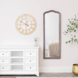 Melody Maison Slim Arched Washed Wooden Framed Leaner Mirror - 50cm X 140cm in Brown - Size: 50 cm X 140 cm - thumbnail 6