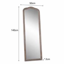 Melody Maison Slim Arched Washed Wooden Framed Leaner Mirror - 50cm X 140cm in Brown - Size: 50 cm X 140 cm - thumbnail 7