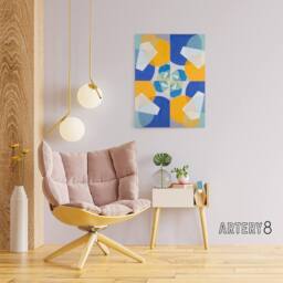 "Artery8 Joseph Schillinger Green Squares Abstract Painting Canvas Art Print - Size: W12"" x H16""" - thumbnail 3