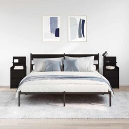 Berkfield Home Bedside Cabinets with 2 Drawers 2 pcs Black 38x34x80 cm - Size: 38 x 34 x 80 cm - thumbnail 3