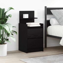 Berkfield Home Bedside Cabinets with 2 Drawers 2 pcs Black 38x34x80 cm - Size: 38 x 34 x 80 cm - thumbnail 1