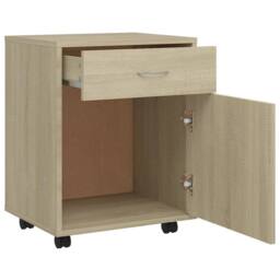 Berkfield Home Rolling Cabinet Sonoma Oak 45x38x54 cm Engineered Wood in Light Brown - Size: 45 x 38 x 54 cm - thumbnail 6