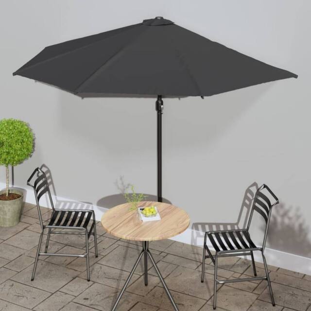 Berkfield Home Balcony Parasol with Aluminium Pole Anthracite 300x155 cm Half in Black - image 1