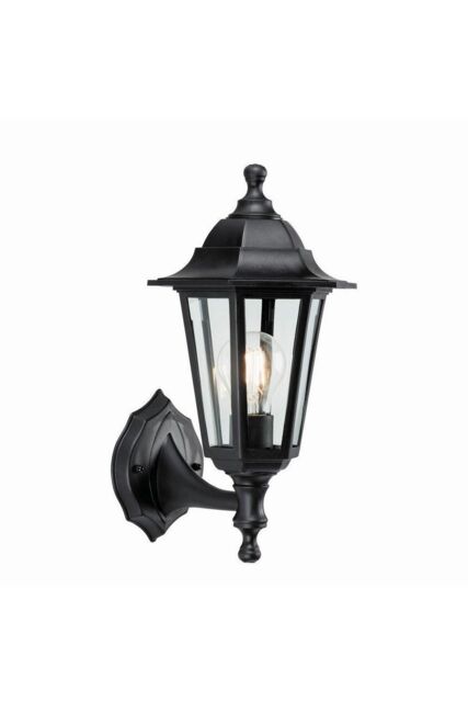 Netlighting Bayswater 1 Light Outdoor Wall Lantern Clear Glass Black Polypropylene IP44 E27 - image 1