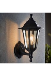 Netlighting Bayswater 1 Light Outdoor Wall Lantern Clear Glass Black Polypropylene IP44 E27 - thumbnail 2