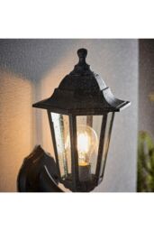 Netlighting Bayswater 1 Light Outdoor Wall Lantern Clear Glass Black Polypropylene IP44 E27 - thumbnail 3