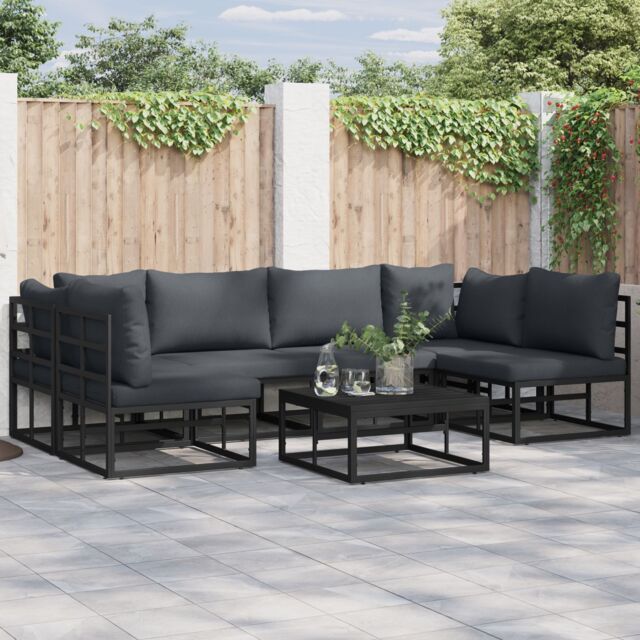 Berkfield Home Garden Sofa Set 7 pcs Black 70 x 70 x 32 cm Aluminium - image 1
