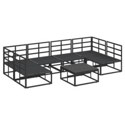 Berkfield Home Garden Sofa Set 7 pcs Black 70 x 70 x 32 cm Aluminium - thumbnail 8