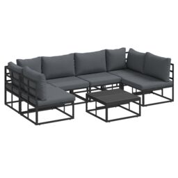 Berkfield Home Garden Sofa Set 7 pcs Black 70 x 70 x 32 cm Aluminium - thumbnail 2