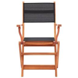 Berkfield Home Soft Folding Garden Chairs 2 pcs Black Solid Eucalyptus Wood and