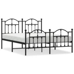 Berkfield Home Metal Bed Frame with Headboard & Footboard Black 150x200 cm King Size - thumbnail 2