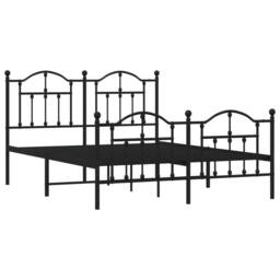 Berkfield Home Metal Bed Frame with Headboard & Footboard Black 150x200 cm King Size - thumbnail 4