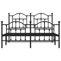 Berkfield Home Metal Bed Frame with Headboard & Footboard Black 150x200 cm King Size - thumbnail 5