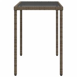 Berkfield Home Garden Table with Glass Top Grey 115x54x74 cm Poly Rattan - Size: 115 x 54 x 74 cm - thumbnail 5