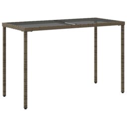 Berkfield Home Garden Table with Glass Top Grey 115x54x74 cm Poly Rattan - Size: 115 x 54 x 74 cm - thumbnail 6