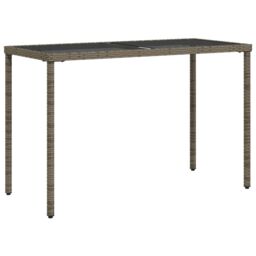 Berkfield Home Garden Table with Glass Top Grey 115x54x74 cm Poly Rattan - Size: 115 x 54 x 74 cm - thumbnail 2