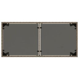 Berkfield Home Garden Table with Glass Top Grey 115x54x74 cm Poly Rattan - Size: 115 x 54 x 74 cm - thumbnail 7