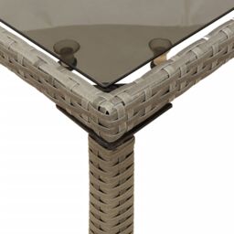 Berkfield Home Garden Table with Glass Top Grey 115x54x74 cm Poly Rattan - Size: 115 x 54 x 74 cm - thumbnail 8