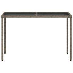 Berkfield Home Garden Table with Glass Top Grey 115x54x74 cm Poly Rattan - Size: 115 x 54 x 74 cm - thumbnail 4