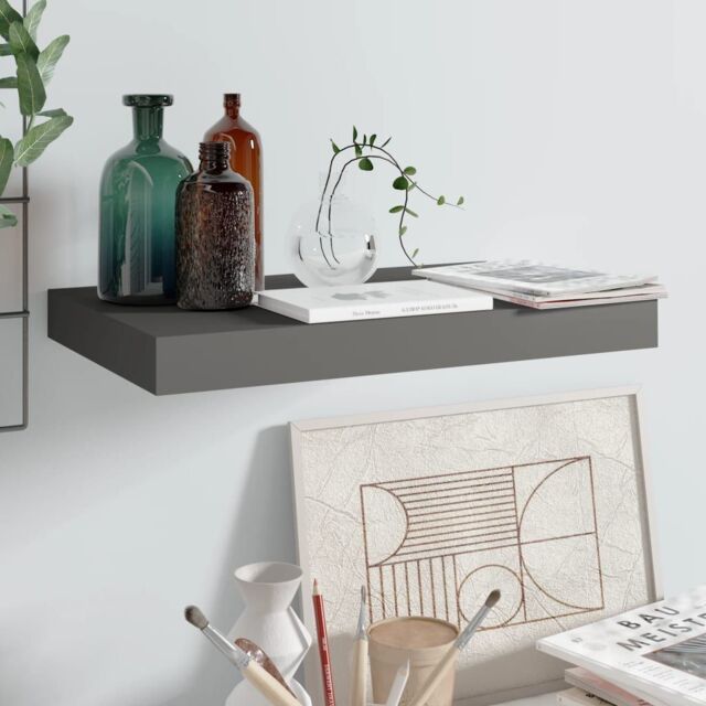 Berkfield Home Floating Wall Shelf High Gloss Grey 40x23x3.8 cm MDF - image 1