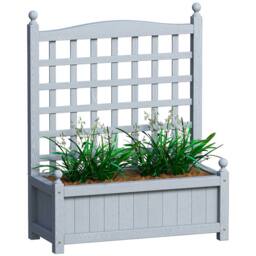 OUTSUNNY Raised Garden Bed with Trellis Garden Planters Indoor Grey - thumbnail 2