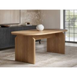 Solace+Co Varm Wooden Ribbed Dining Table Oak in Light Oak
