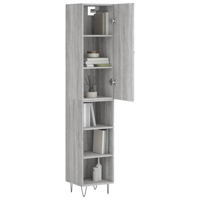 Berkfield Home Highboard Grey Sonoma 34.5x34x180 cm Engineered Wood - image 1