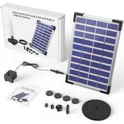 Kelvenix 5W Solar Water Fountain Solar Floating Water Pump in Black - Size: 0.6m2
