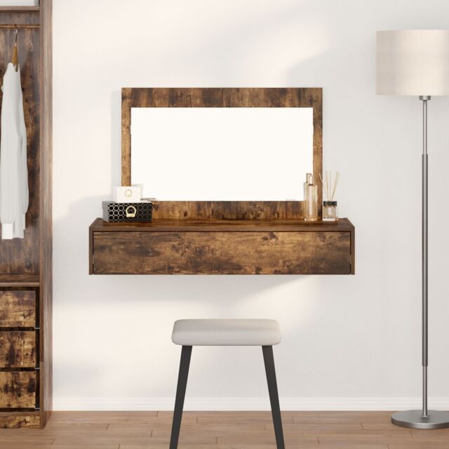Berkfield Home Wall Hanging Dressing Table Smoked Oak 100x40x70 cm in Brown - Size: 100 x 40 x 70 cm - image 1