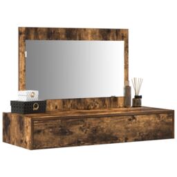 Berkfield Home Wall Hanging Dressing Table Smoked Oak 100x40x70 cm in Brown - Size: 100 x 40 x 70 cm - thumbnail 3