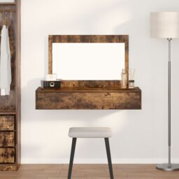 Berkfield Home Wall Hanging Dressing Table Smoked Oak 100x40x70 cm in Brown - Size: 100 x 40 x 70 cm - thumbnail 1