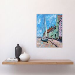 "Artery8 Aldeburgh Harbour Acrylic Painting Sailboat Wall Art Print in Blue - Size: W12"" x H16""" - thumbnail 4