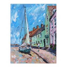 "Artery8 Aldeburgh Harbour Acrylic Painting Sailboat Wall Art Print in Blue - Size: W12"" x H16""" - thumbnail 1