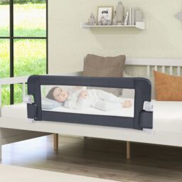 Costway Foldable Bed Rail Toddlers 120cm Swing Down Baby Bed Guard Rail-Grey in Grey - thumbnail 3